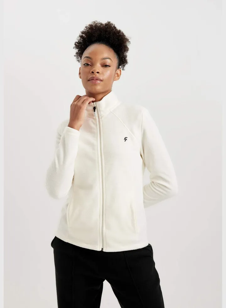 Woman Zipper Long Sleeve Knitted Cardigan