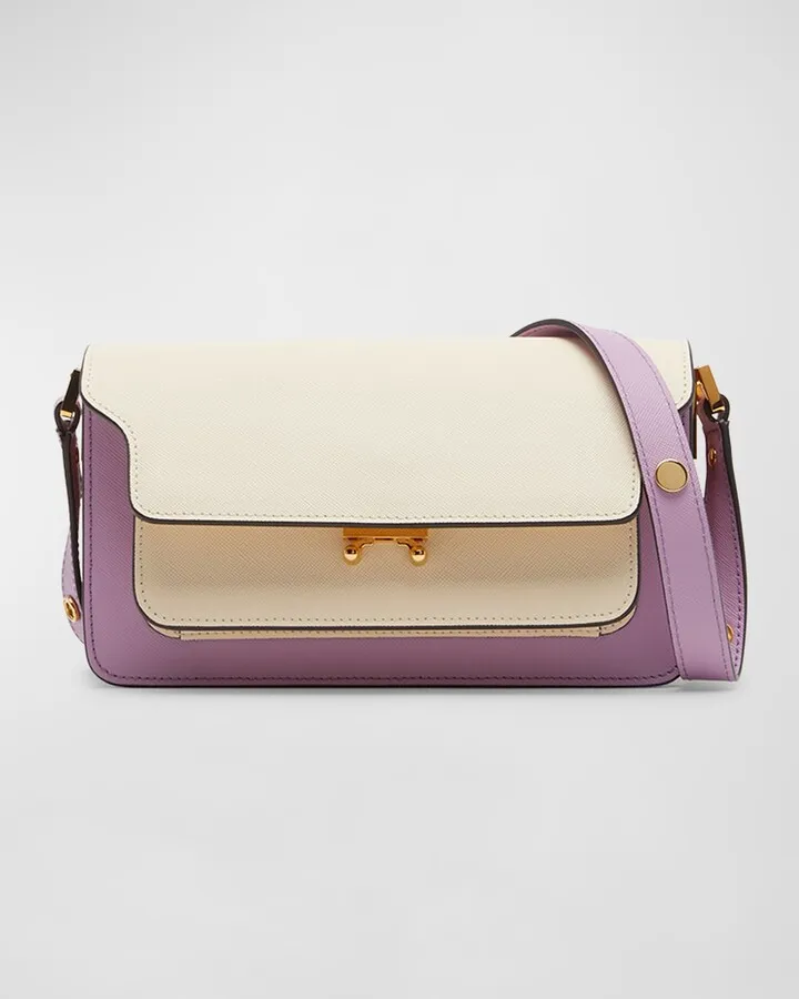 Colorblock Trunk Leather Shoulder Bag