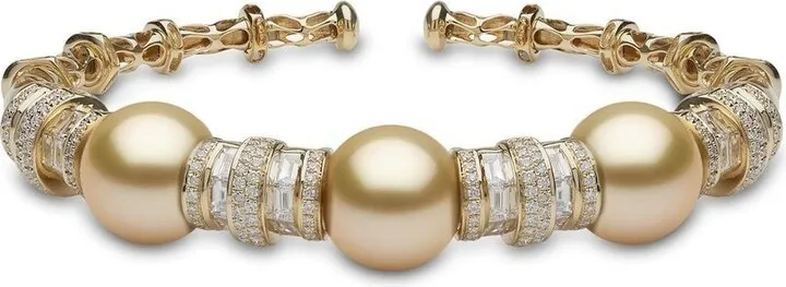 18kt yellow gold Starlight pearl and diamond bangle