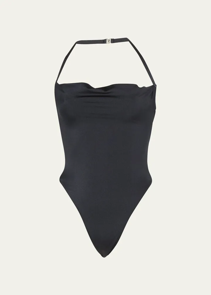 Cowl Halter Jersey Bodysuit