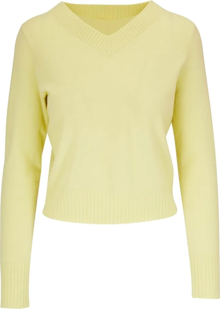 wool-blend cropped V-neck sweater