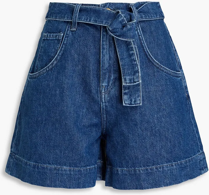 Eliza belted denim shorts