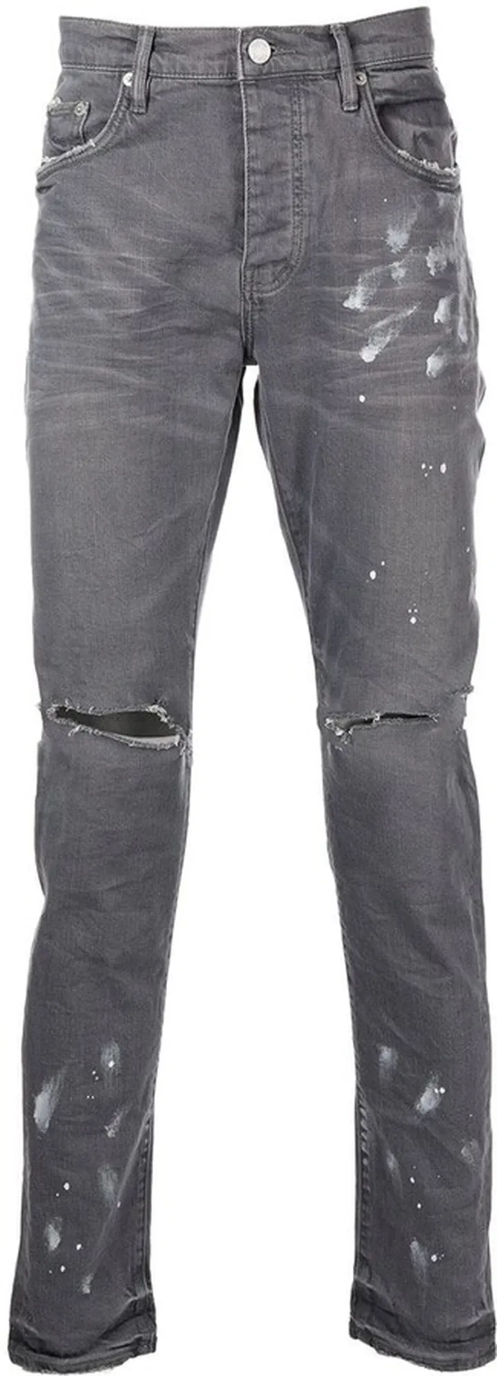 Distressed Paint-Splatter Slim Fit Jeans