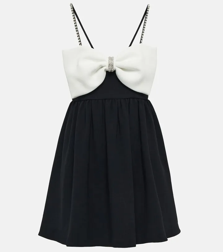 Bow-embellished crepe minidress