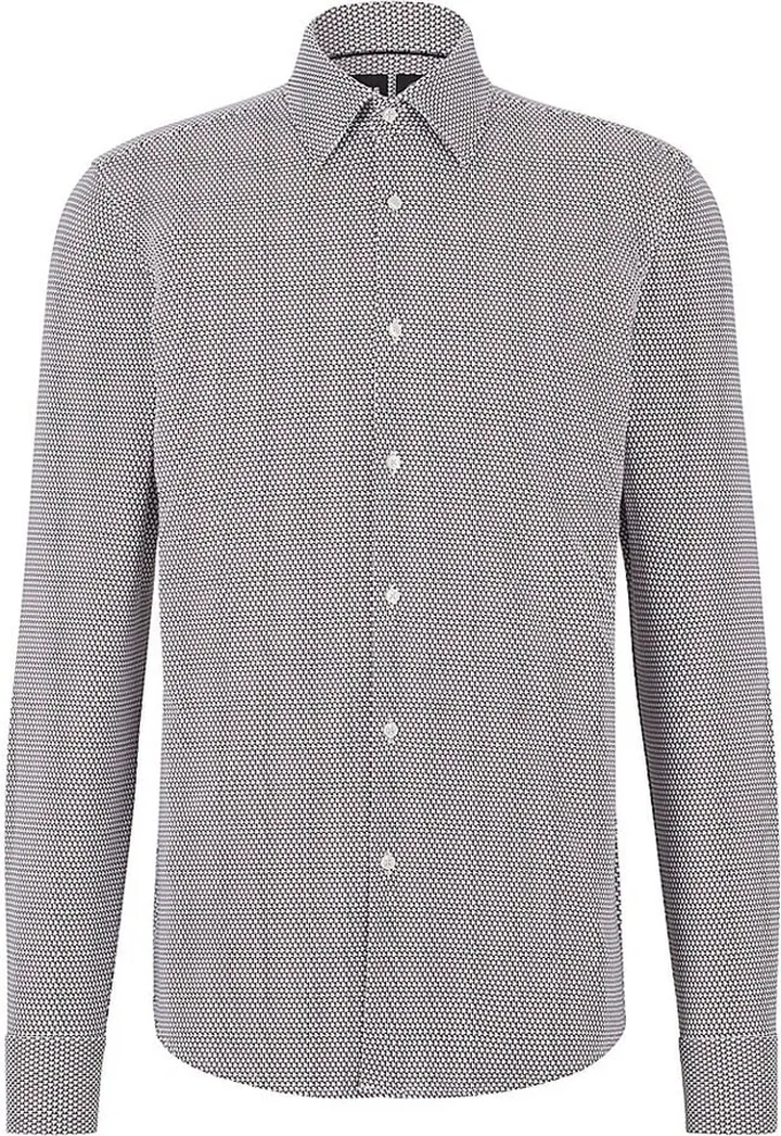 Slim-fit shirt in printed performance-stretch jersey