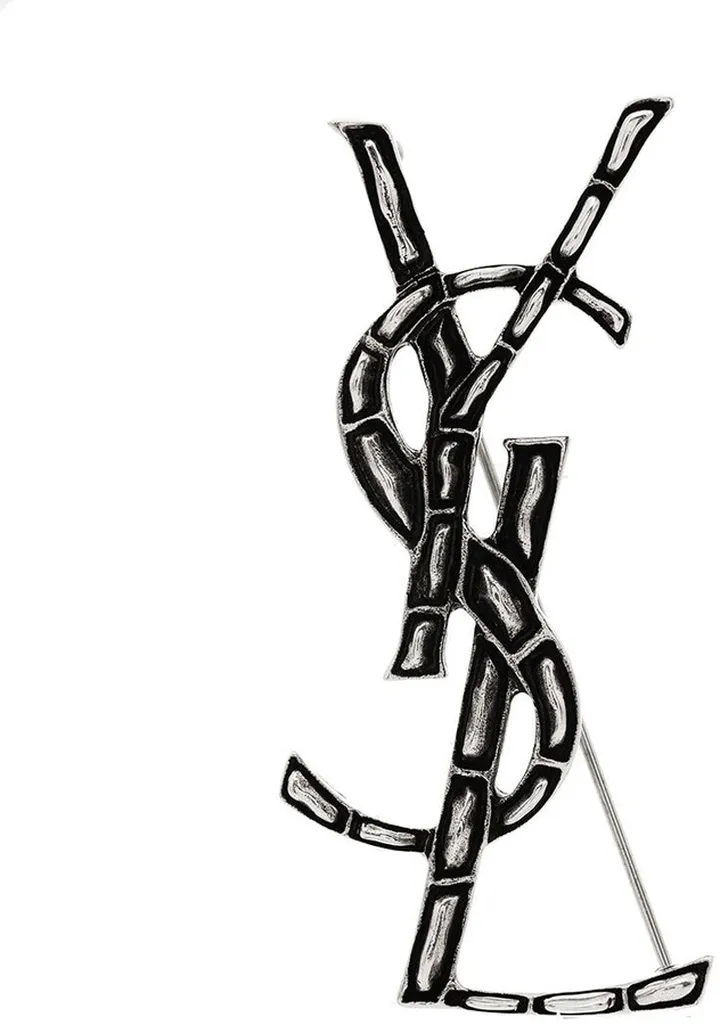 Opyum crocodile-effect monogram brooch