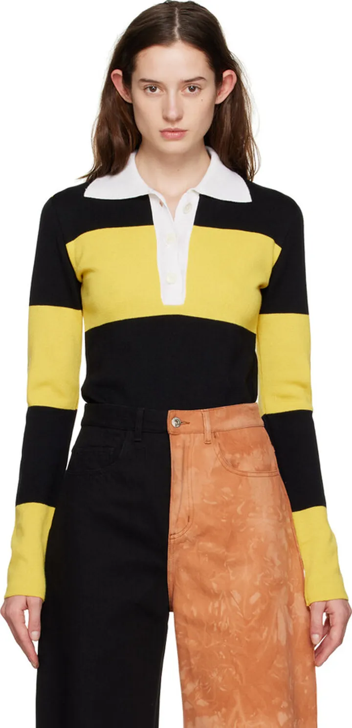 Marques Almeida Black & Yellow Three-Button Polo