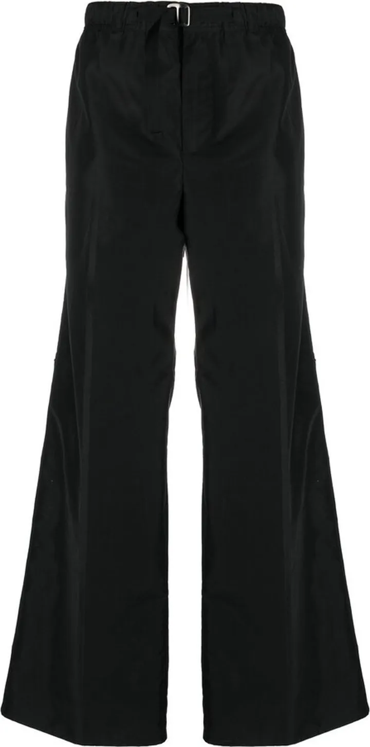 Buckle-Waist Wide-Leg Trousers