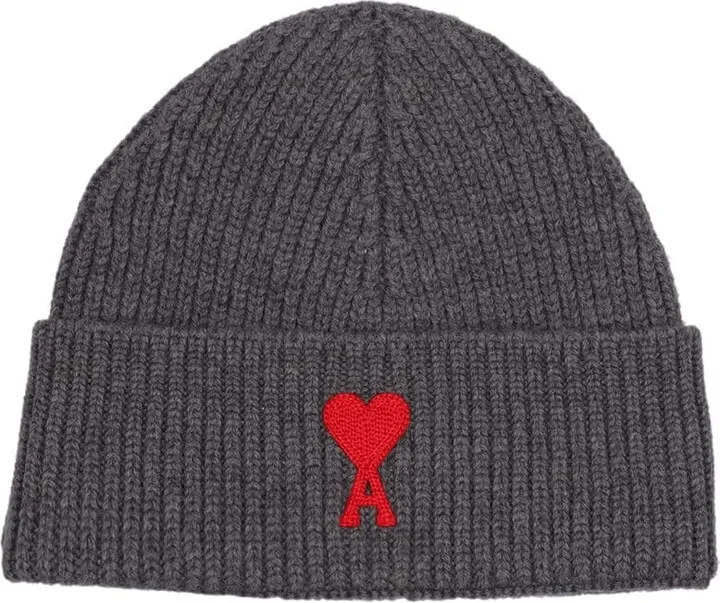 Logo heart patch wool knit hat