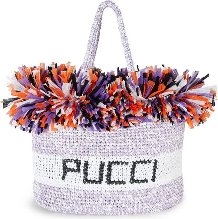 Large raffia effect tote bag