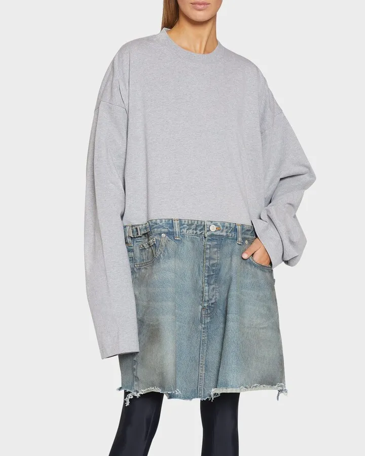 Mixed-Media Illusion Oversized T-Shirt