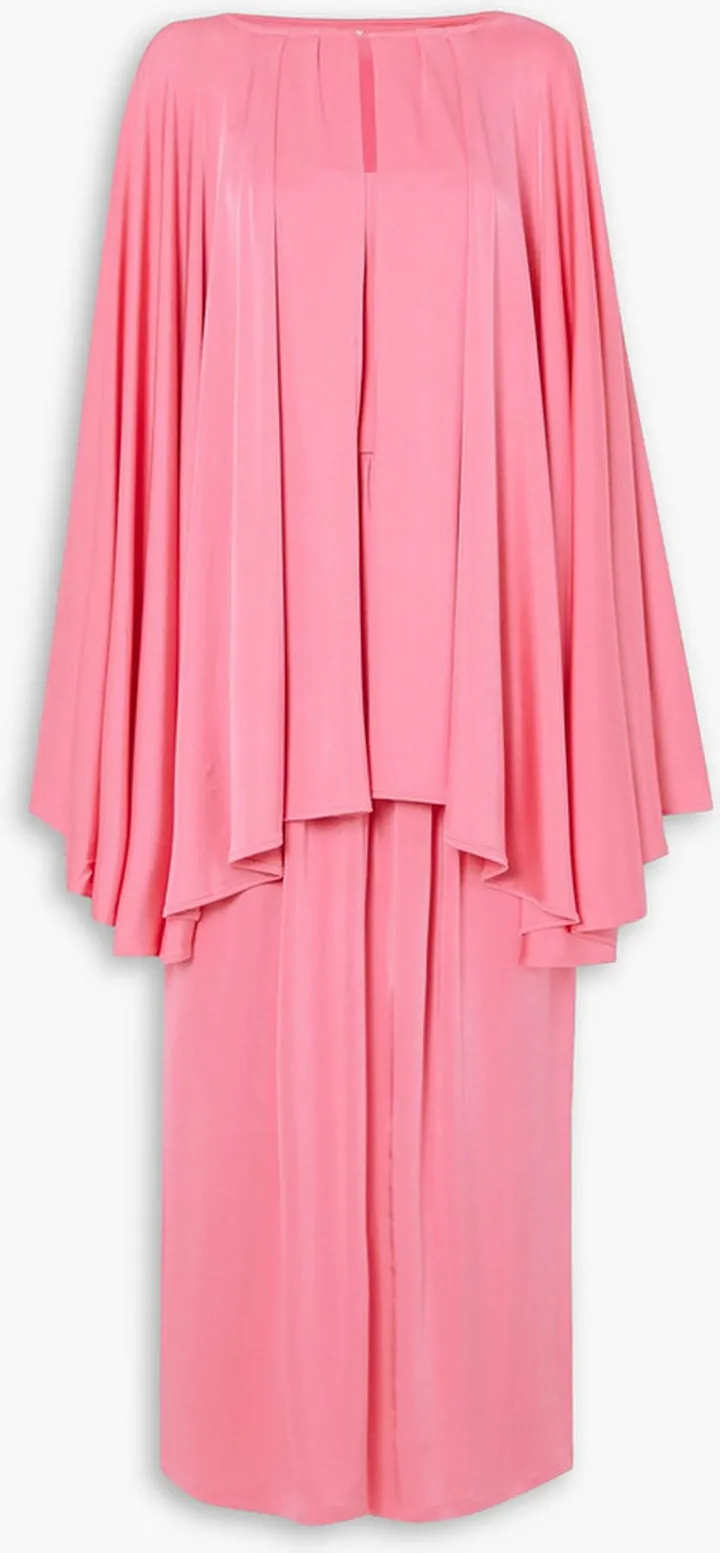 Ana cape-effect stretch-satin jersey maxi dress