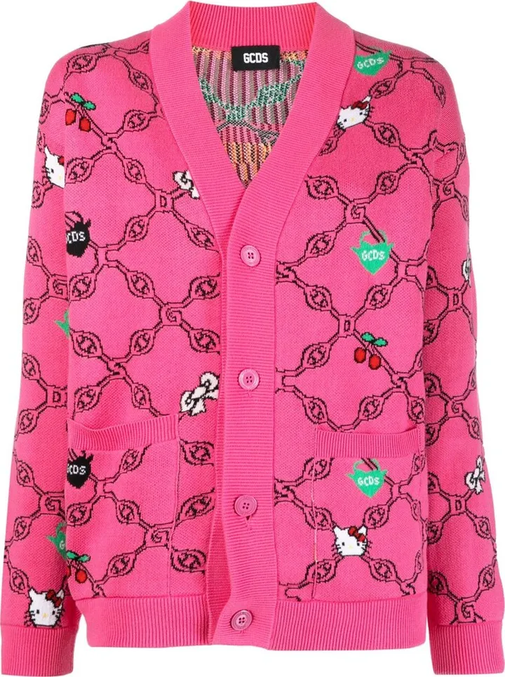x Hello Kitty jacquard V-neck cardigan