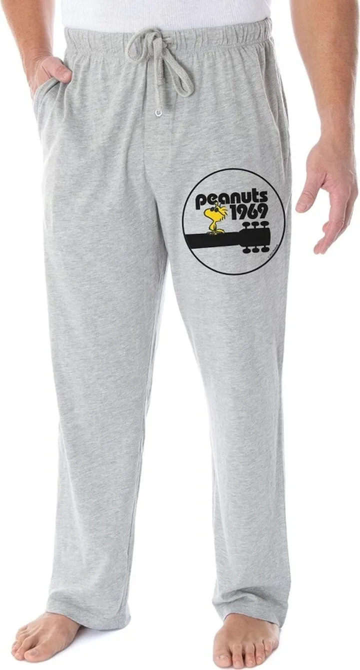 Peanuts Adult Woodstock 1969 Character Loungewear Sleep Pajama Pants X-Large Grey