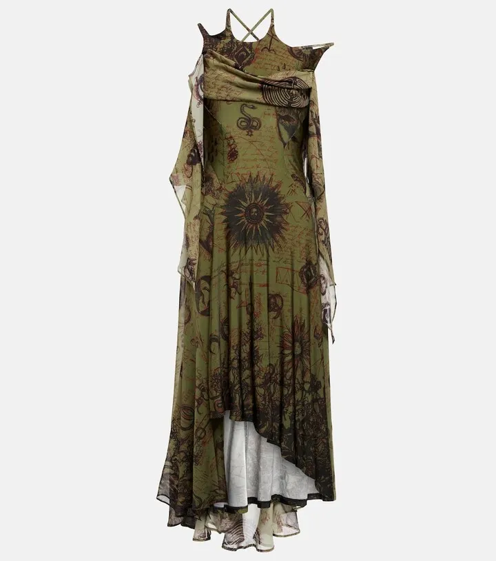 Printed crepe jersey midi dress