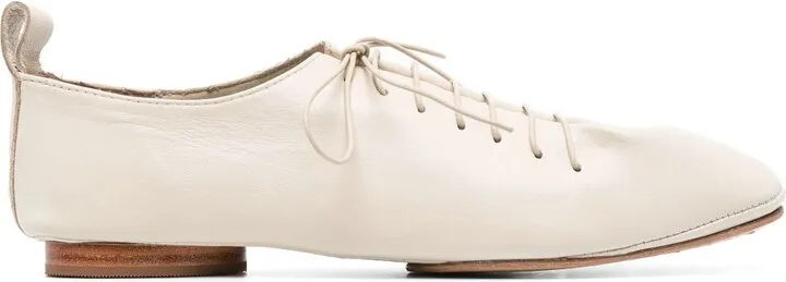 Neutral Lace-Up Leather Shoes