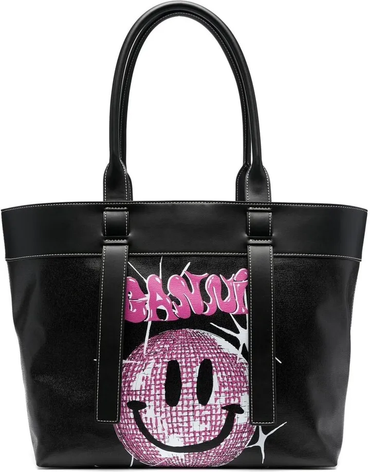 Smiley-print tote bag