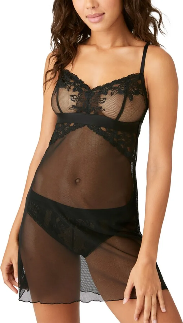 b.tempt'd Women's Opening Act Lace Fishnet Chemise Lingerie Nightgown