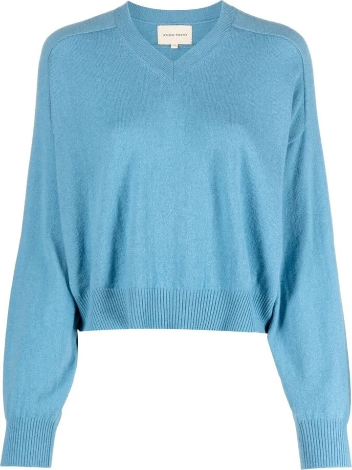Ribbed-Knit V-Neck Sweater