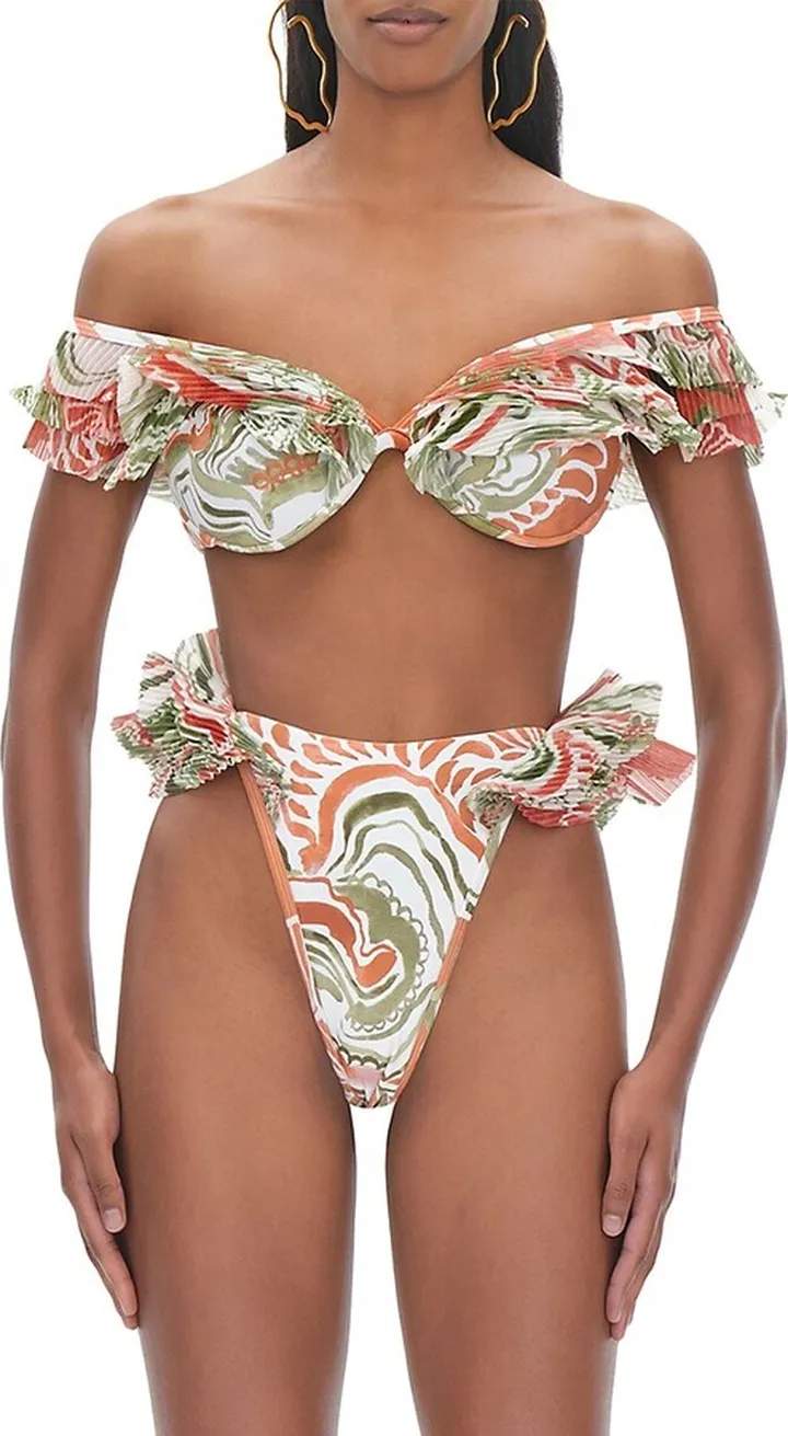 Salama Ruffled Off The Shoulder Bikini Top