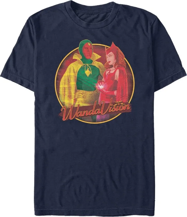 Men's Marvel WandaVision Halloween Wanda and Vision T-Shirt - Navy Blue - 3X Large
