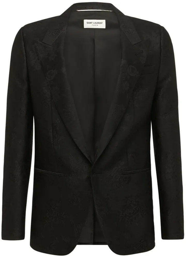 Single breast jacquard wool jacket