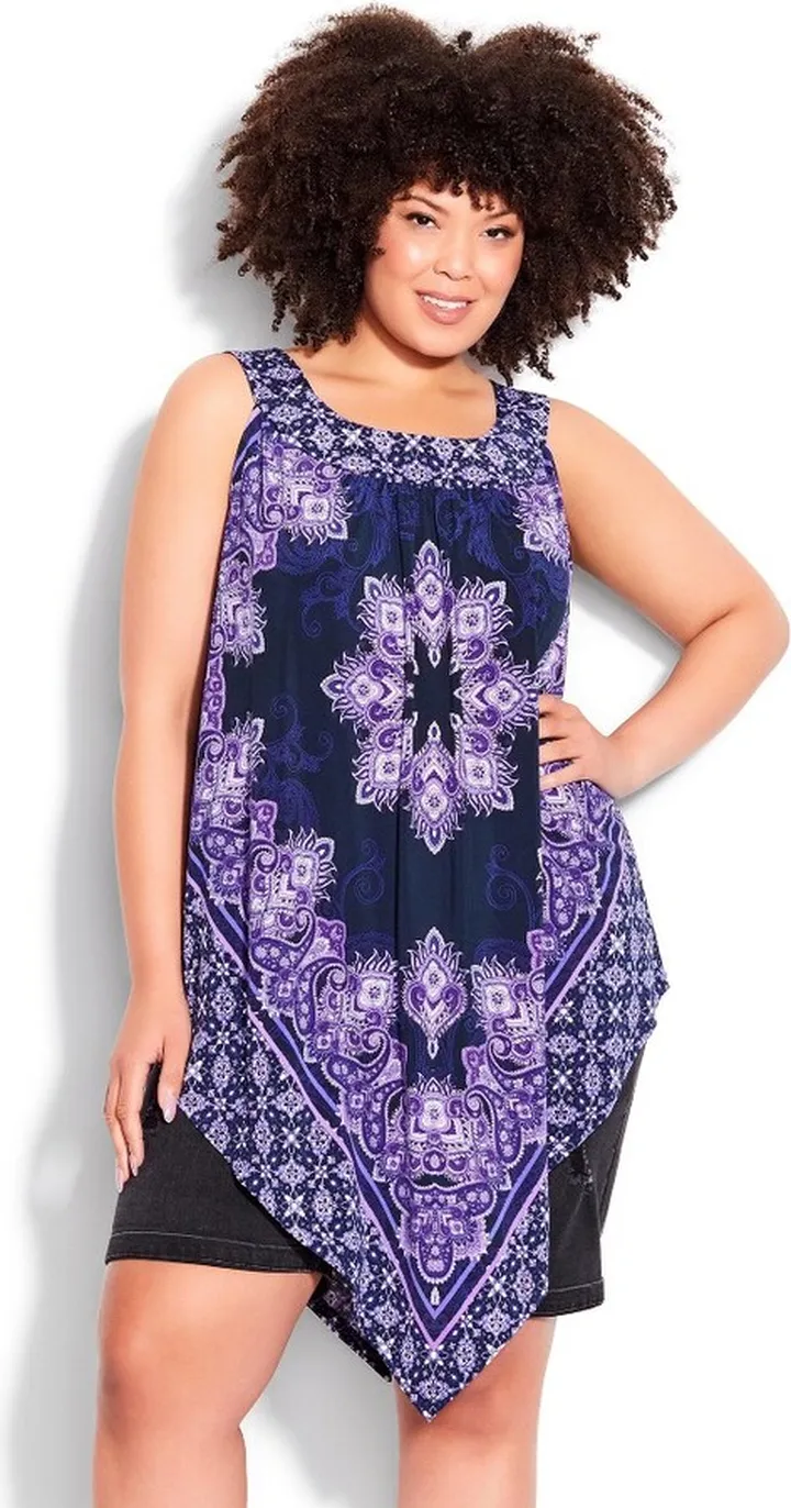 AVENUE | Women's Plus Size Nicole Scarf Tunic - purple paisley - 16W