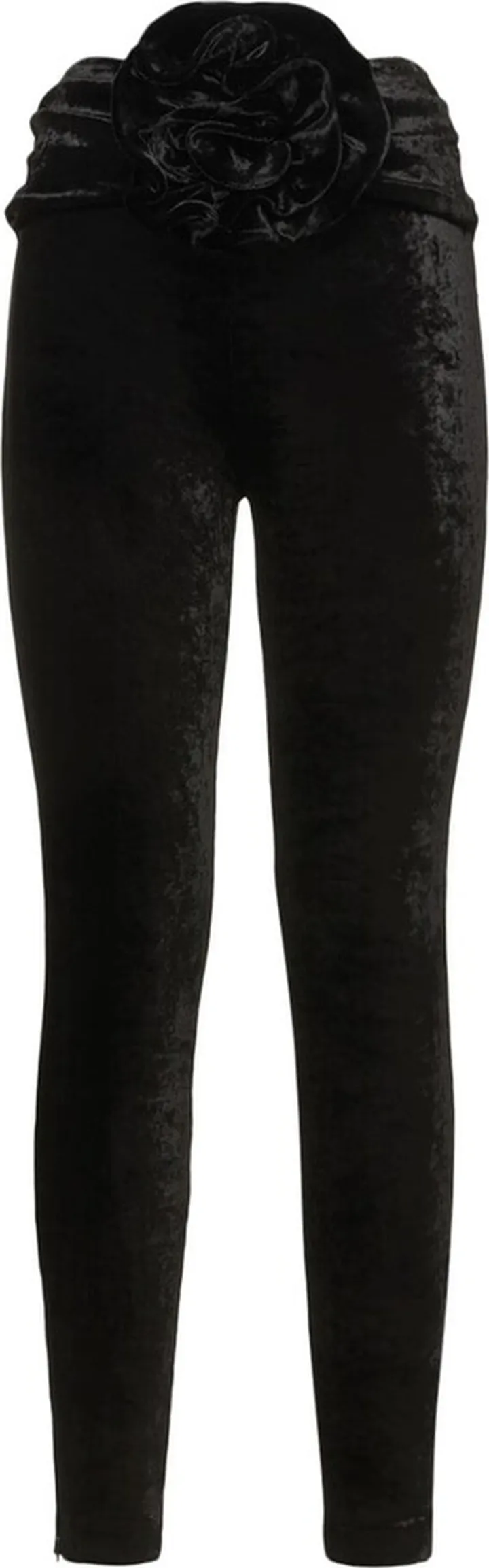 Velvet viscose blend flower skinny pants
