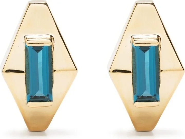 9kt yellow gold Deco Rombo Maxi topaz earrings