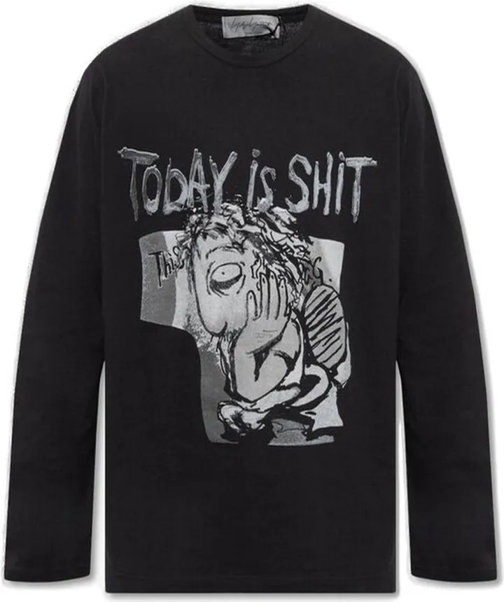 Yohji Yamamoto Pigment Long-Sleeved Crewneck T-Shirt
