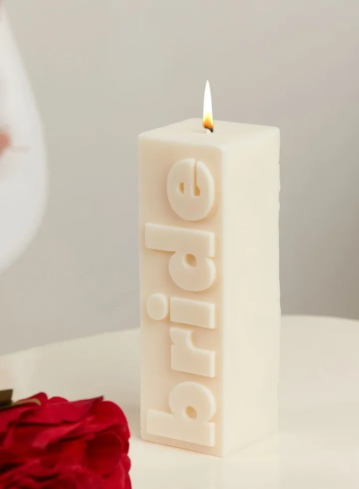 Bride Slogan Block Pillar Candle