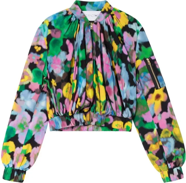 x Lutz Huelle Mini floral-print cropped bomber jacket