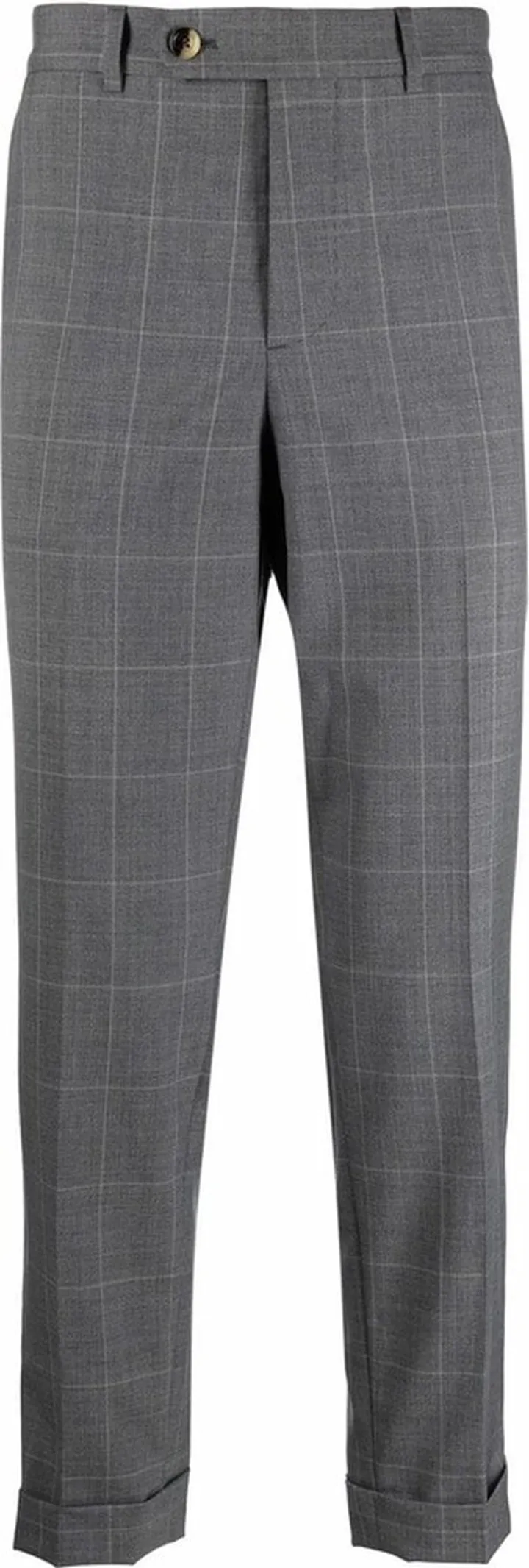 Cropped Check-Print Trousers