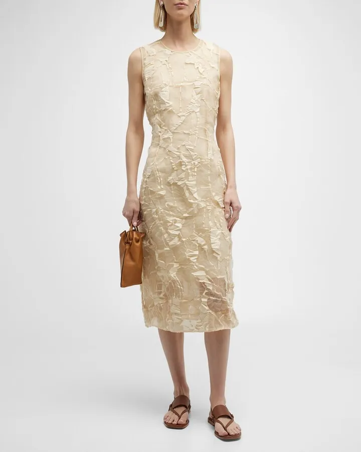Sleeveless Crinkled Midi Dress