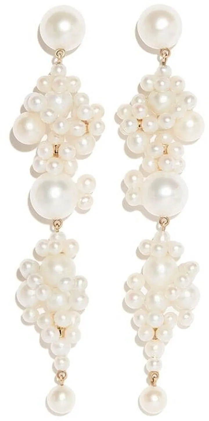 14kt yellow gold Grand Bisou pearl drop earrings