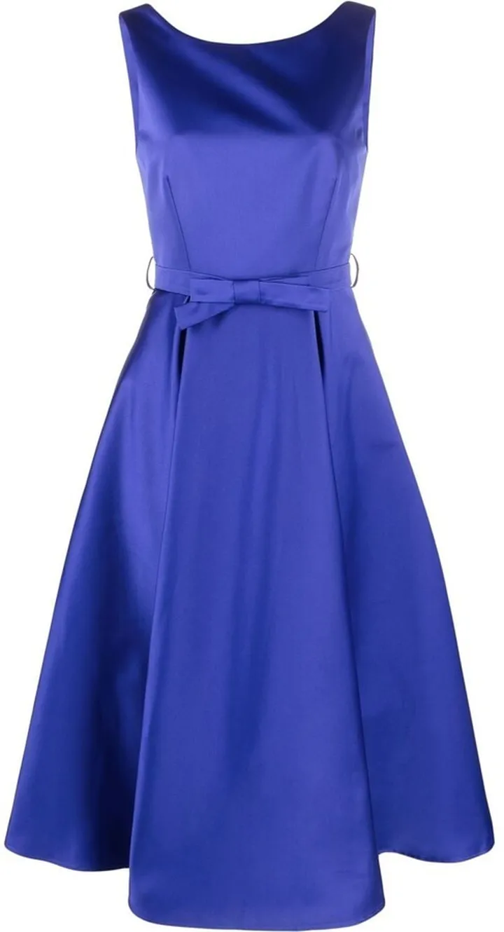 Bow-Detail Satin Midi Dress