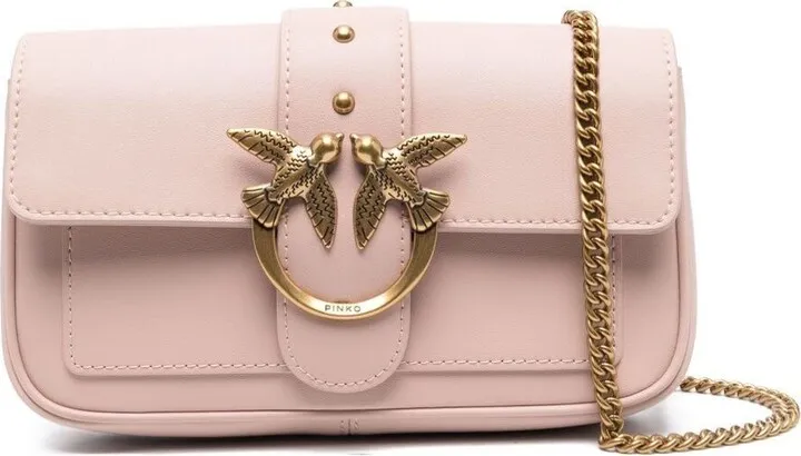 'love One Pocket' Rosa Shoulder Bag With Logo Patch In Smooth Leather Woman Pinko