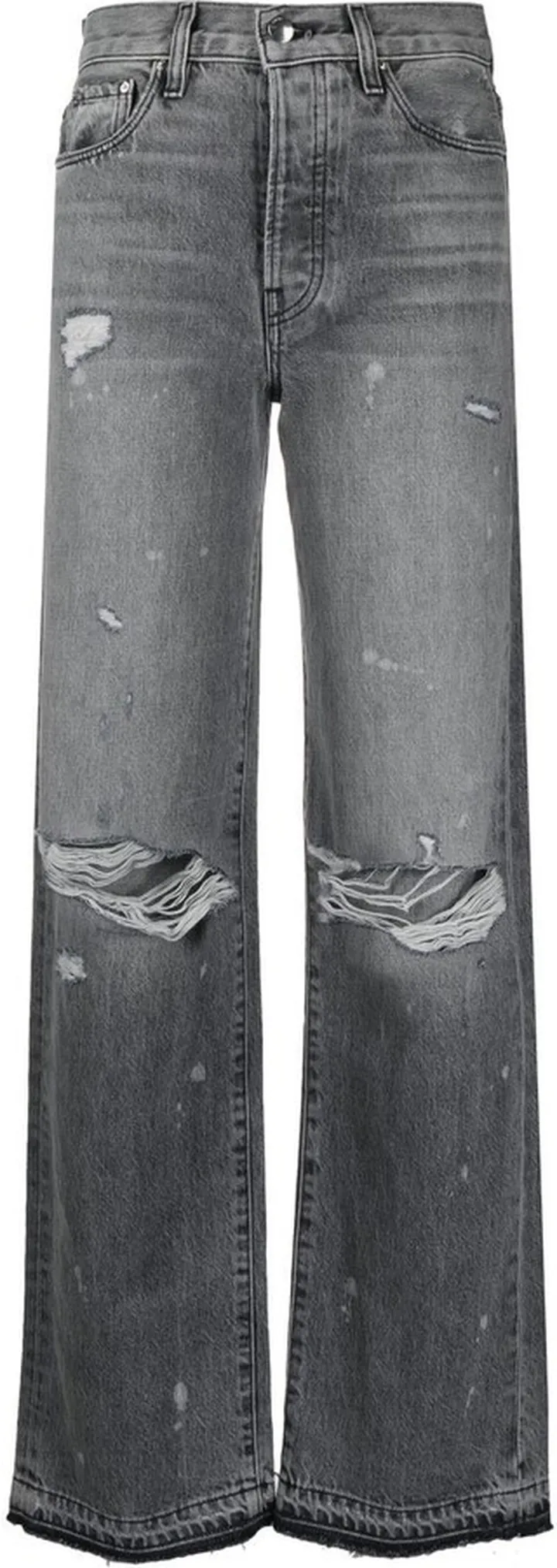 Distressed Straight-Leg Jeans