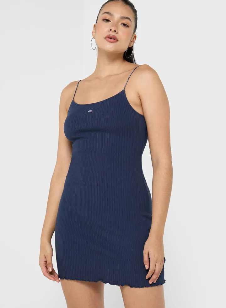 Strappy Ribbed Knitted Dress