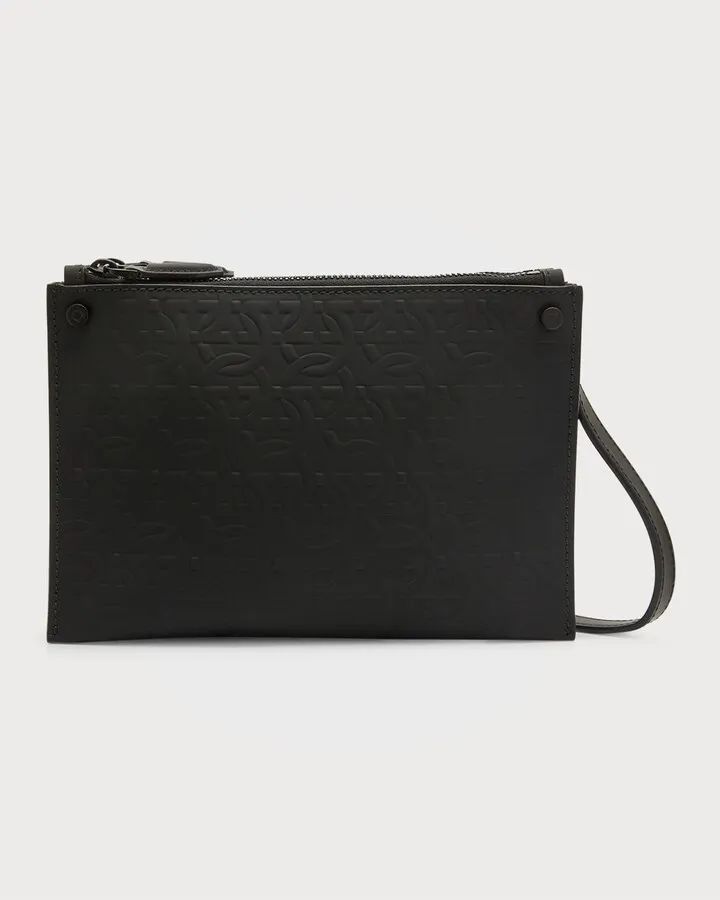 Men's Double-Zip Gancini Leather Crossbody Bag
