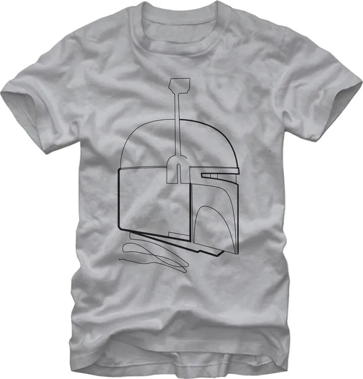 Men's Star Wars Boba Fett Helmet Outline T-Shirt - Silver - X Large