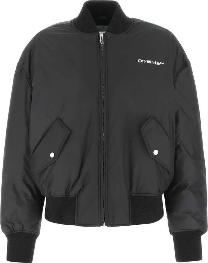Off-White Logo Printe Zipped Bomber Jacket
