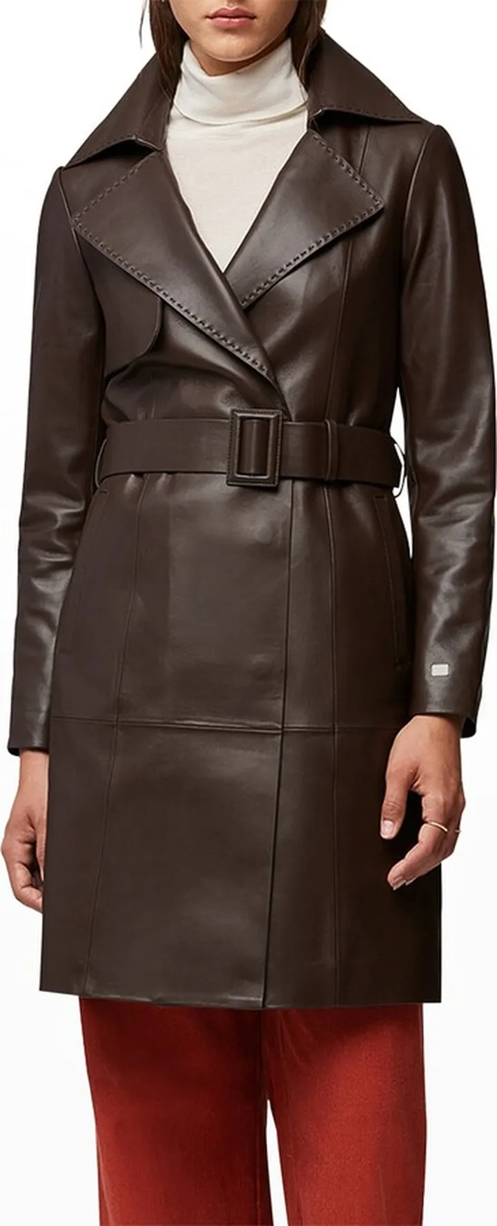 Alexis Leather Belted Coat
