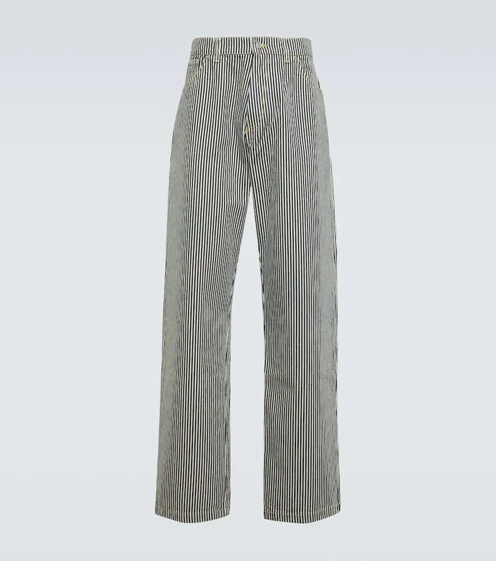 Striped mid-rise wide-leg jeans