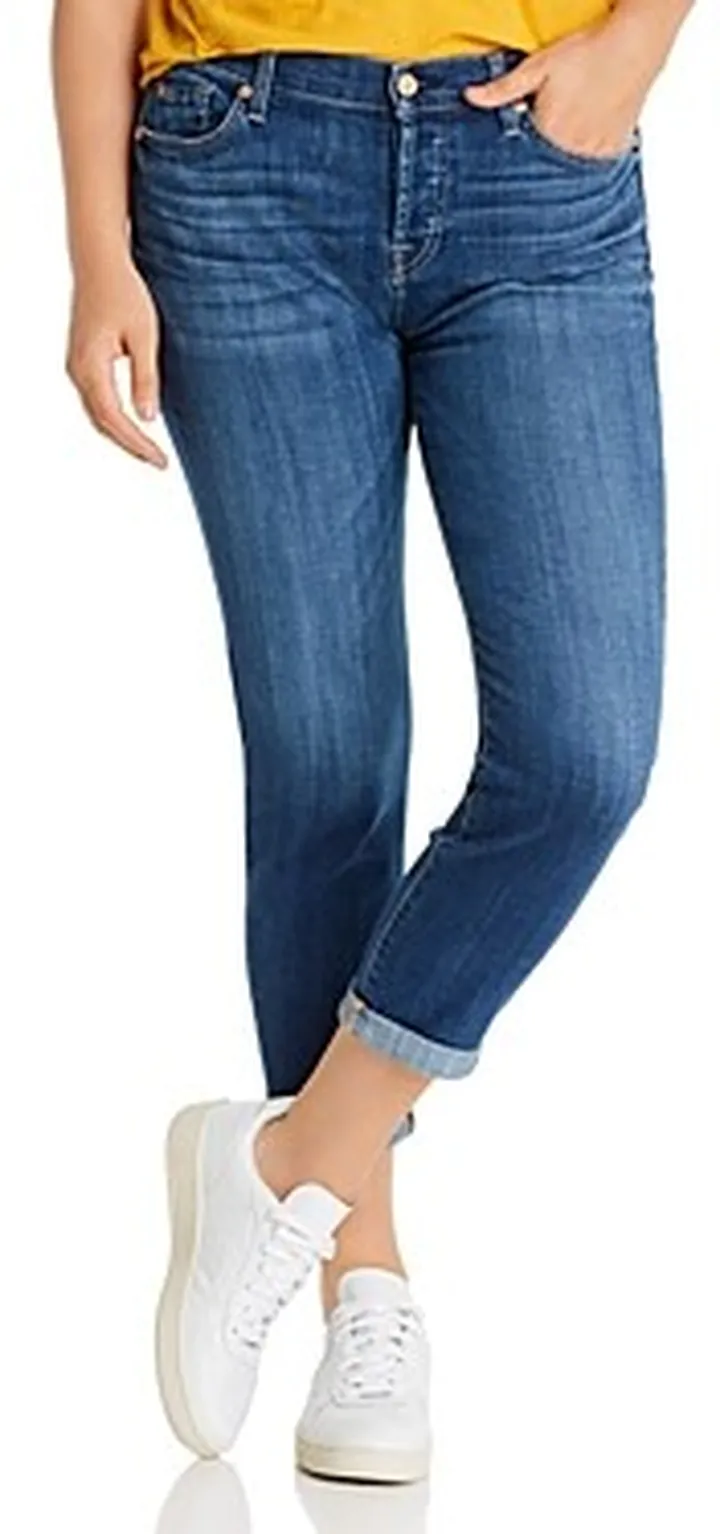 7 For All Mankind Josefina High Rise Cropped Boyfriend Jeans in Broken Twill Vanity