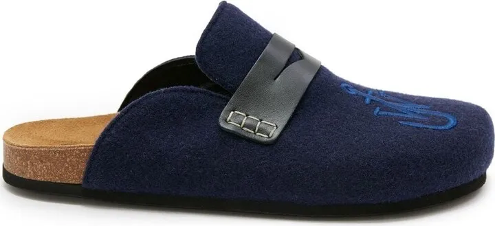 Anchor-logo felt mules