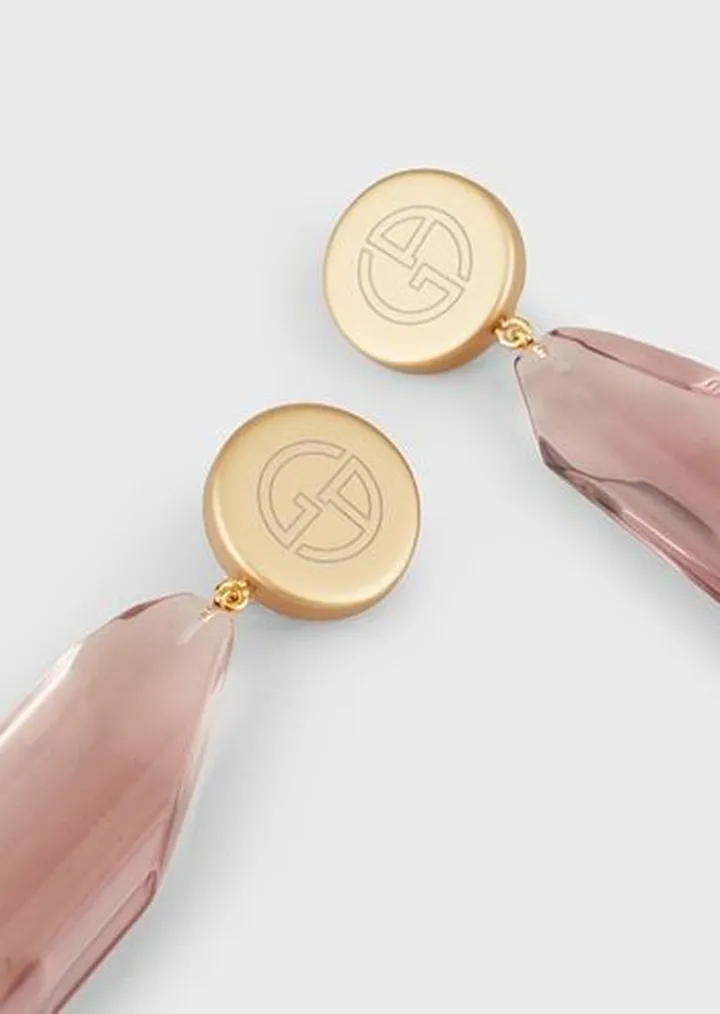 Brass and resin pendant earrings