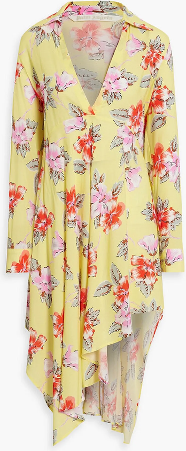 Asymmetric floral-print woven dress