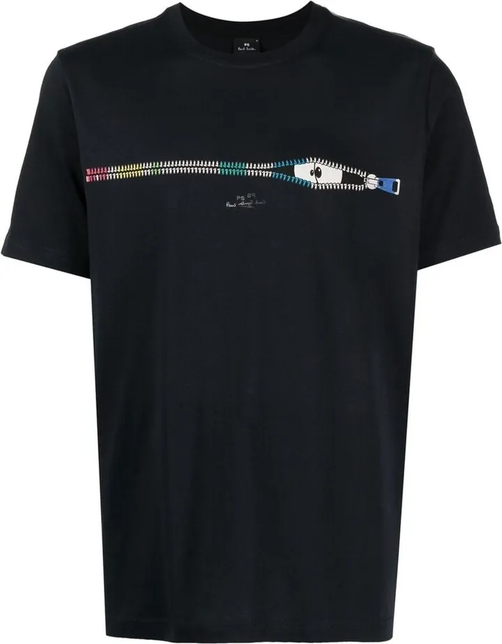 zip-print T-shirt
