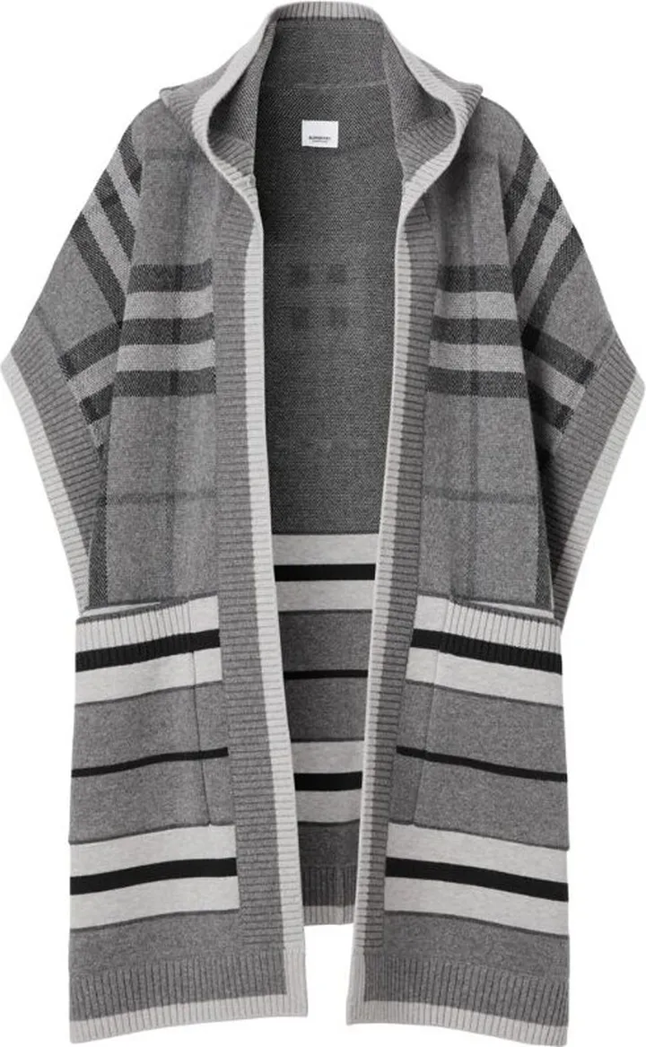 Burberry Wool-Cashmere Check Cape